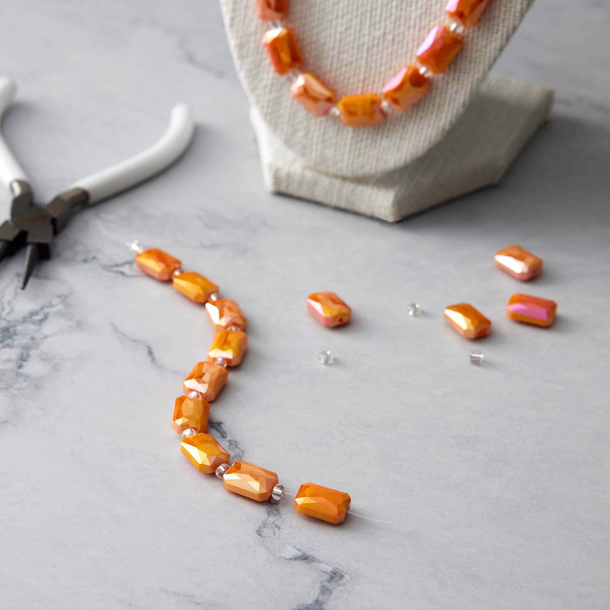 Faceted Glass Rectangle Beads